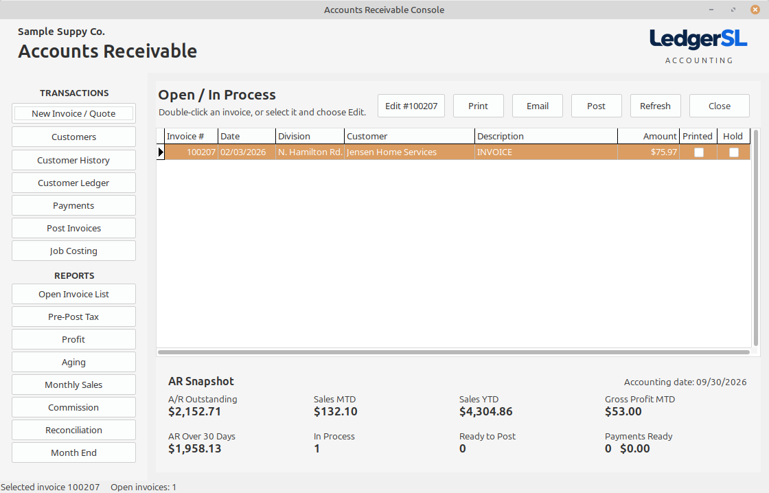 The Receivables Console brings customer documents, payments, reports, and balances together.